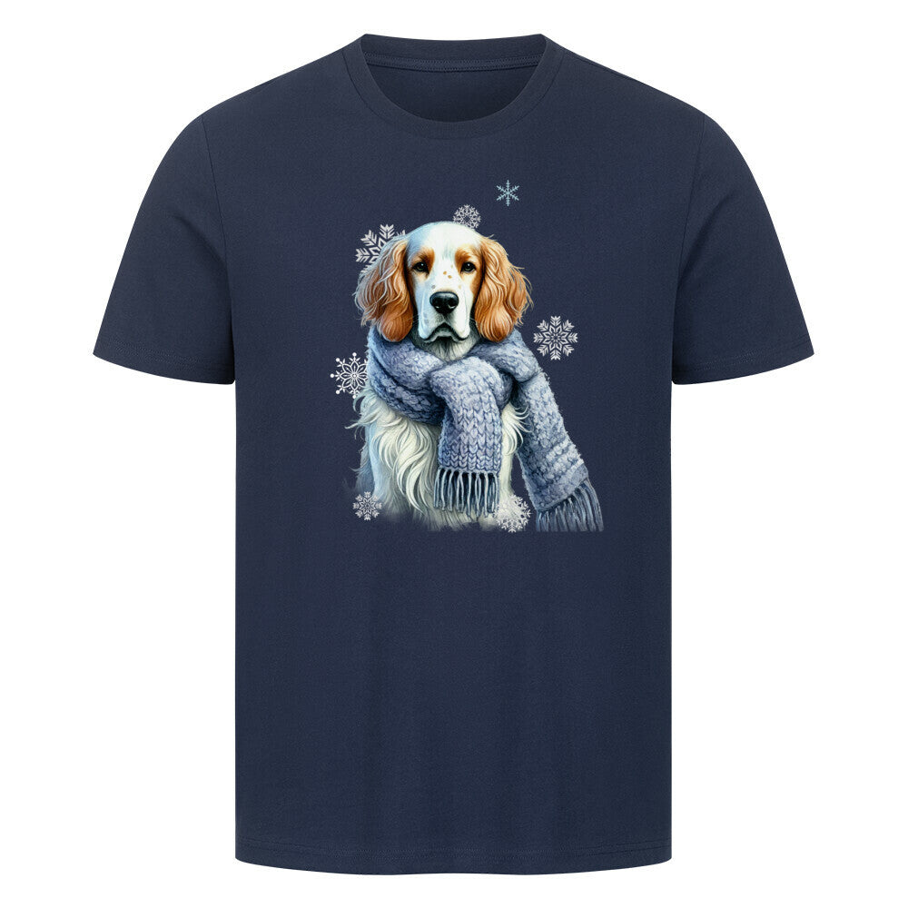 Premium T-Shirt "English Setter Winter" French Navy – hunde-shirt.de