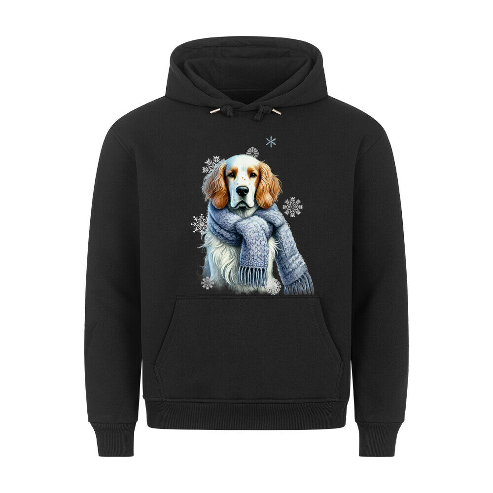 Premium Hoodie "English Setter Winter" Schwarz – hunde-shirt.de