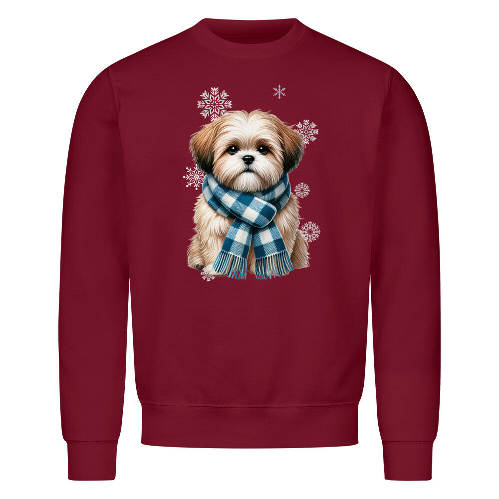 Premium Sweatshirt "Shih Tzu Winter" Burgunder – hunde-shirt.de