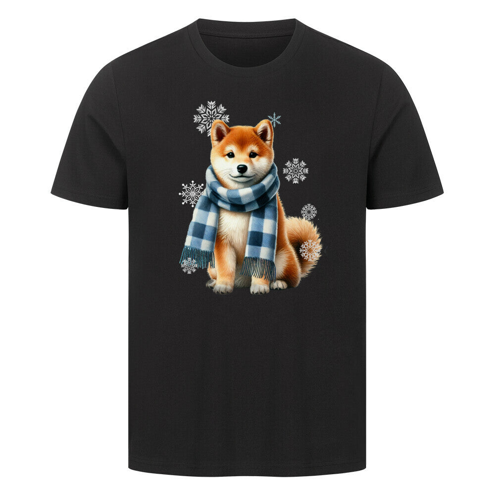 Premium T-Shirt "Shiba Inu Winter" Schwarz – hunde-shirt.de