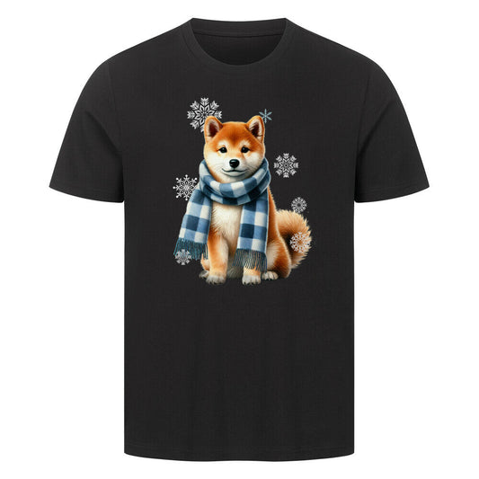 Premium T-Shirt "Shiba Inu Winter" Schwarz – hunde-shirt.de