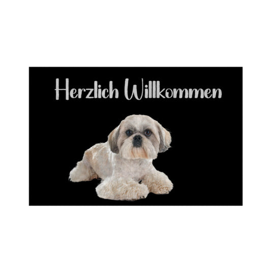 Fußmatte "Shih Tzu hell - Herzlich Willkommen" Weiß – hunde-shirt.de