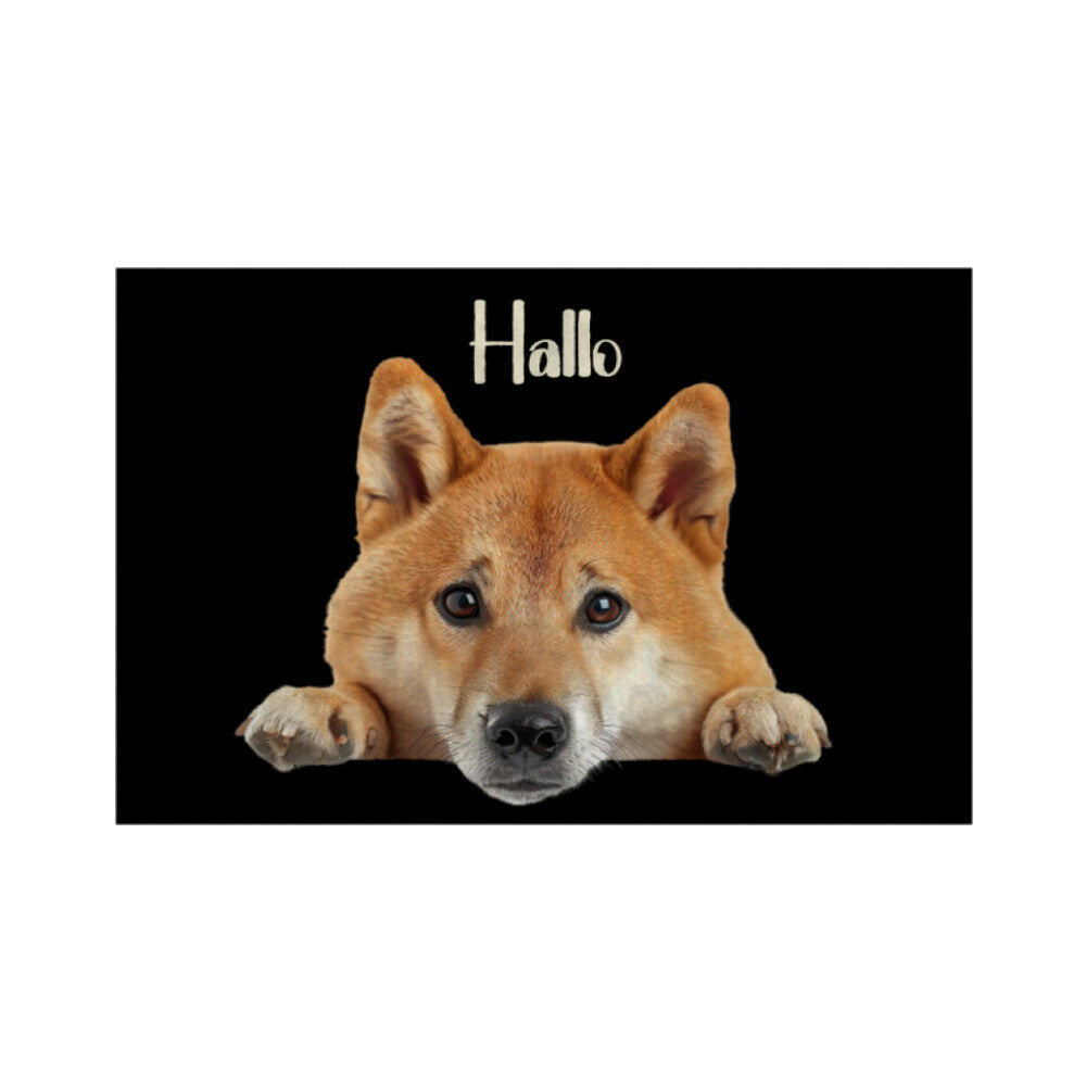 Fußmatte "Shiba Inu - Hallo" Weiß – hunde-shirt.de