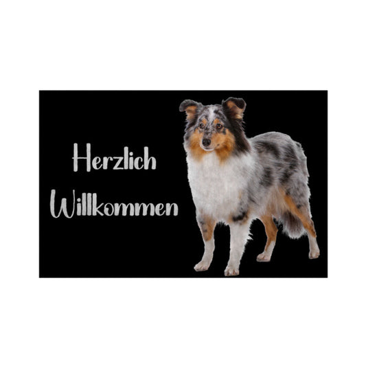 Fußmatte "Sheltie - Herzlich Willkommen 2" Weiß – hunde-shirt.de