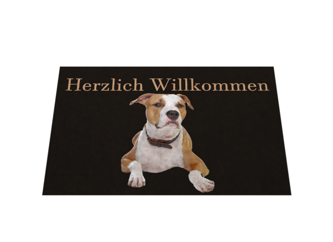 Fußmatte "American Staffordshire Terrier - Herzlich Willkommen" – hunde-shirt.de