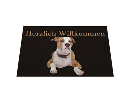 Fußmatte "American Staffordshire Terrier - Herzlich Willkommen" – hunde-shirt.de