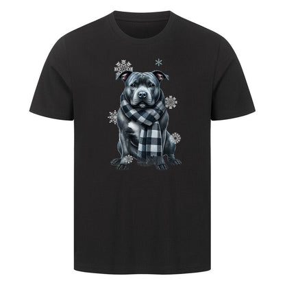 Premium T-Shirt "Staffordshire Bull Terrier Winter" Schwarz – hunde-shirt.de