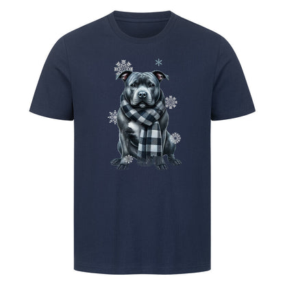 Premium T-Shirt "Staffordshire Bull Terrier Winter" French Navy – hunde-shirt.de