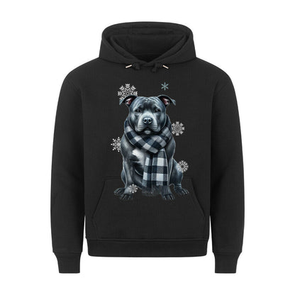 Premium Hoodie "Staffordshire Bull Terrier Winter" Schwarz – hunde-shirt.de