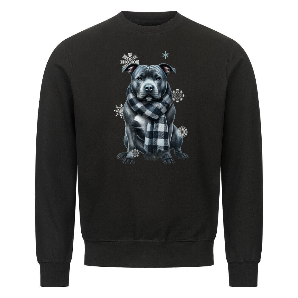 Premium Sweatshirt "Staffordshire Bull Terrier Winter" Schwarz – hunde-shirt.de