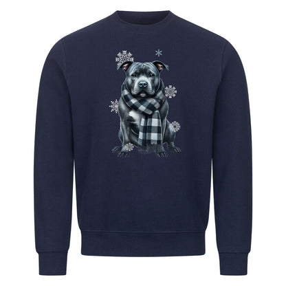Premium Sweatshirt "Staffordshire Bull Terrier Winter" Navy Blue – hunde-shirt.de