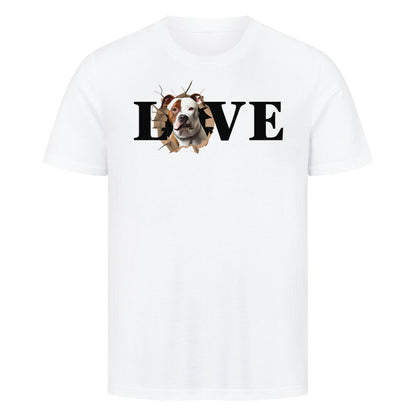Premium T-Shirt "Staffordshire Bull Terrier LOVE" Weiß – hunde-shirt.de