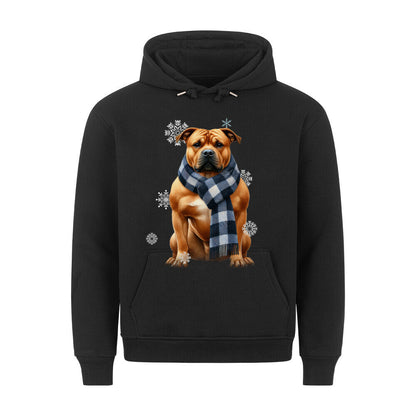Premium Hoodie "American Staffordshire Terrier Winter" Schwarz – hunde-shirt.de
