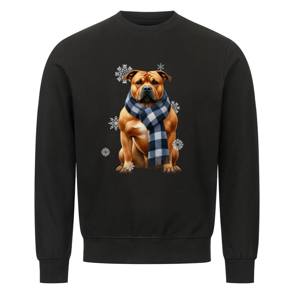 Premium Sweatshirt "American Staffordshire Terrier Winter" Schwarz – hunde-shirt.de