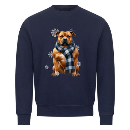 Premium Sweatshirt "American Staffordshire Terrier Winter" Navy Blue – hunde-shirt.de