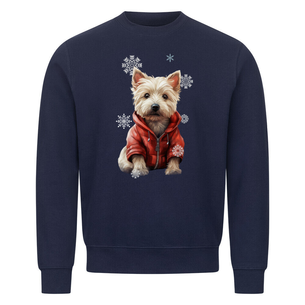 Premium Sweatshirt "Westie Winter" Navy Blue – hunde-shirt.de