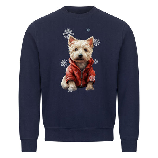 Premium Sweatshirt "Westie Winter" Navy Blue – hunde-shirt.de