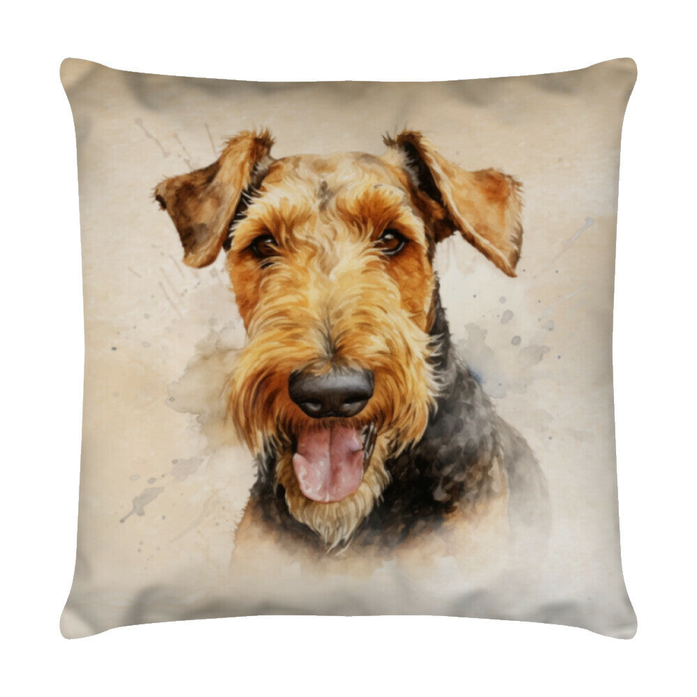 Kissen "Welsh Terrier Portrait 2" Weiß – hunde-shirt.de