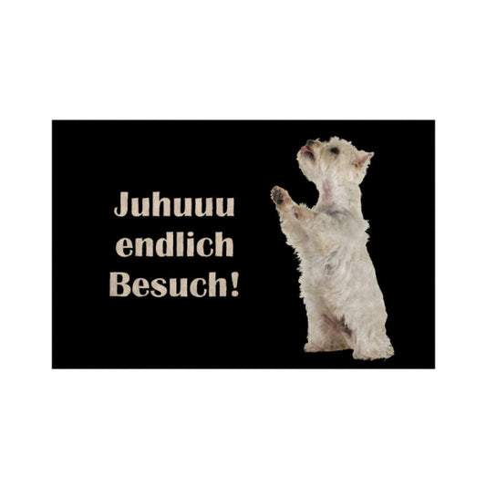 Fußmatte "Westie - Besuch" Weiß – hunde-shirt.de