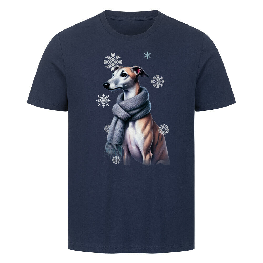Premium T-Shirt "Whippet Winter" French Navy – hunde-shirt.de