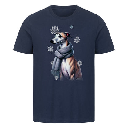 Premium T-Shirt "Whippet Winter" French Navy – hunde-shirt.de