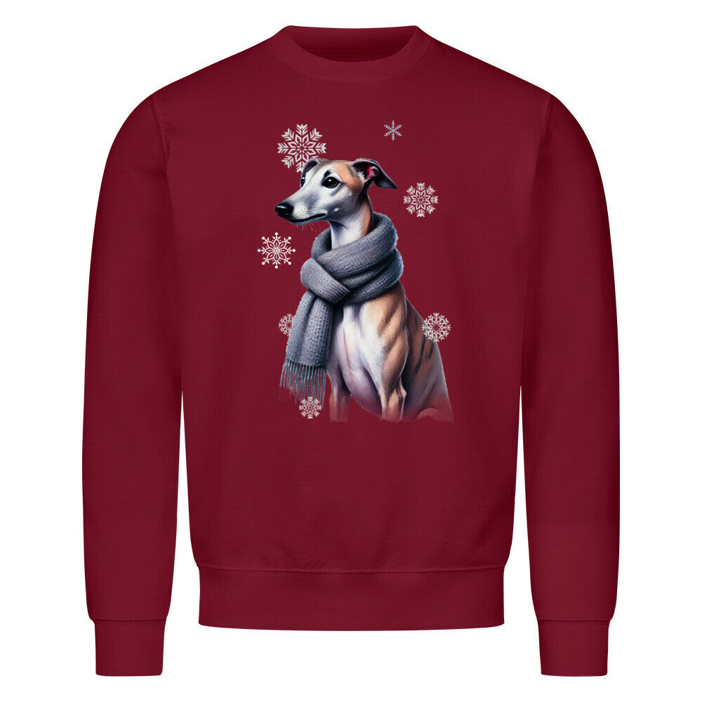 Premium Sweatshirt "Whippet Winter" Burgunder – hunde-shirt.de