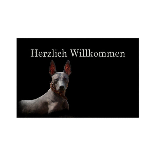 Fußmatte "Xolo - Herzlich Willkommen" Weiß – hunde-shirt.de