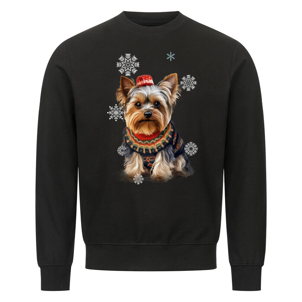 Premium Sweatshirt "Yorkshire Terrier Winter" Schwarz – hunde-shirt.de
