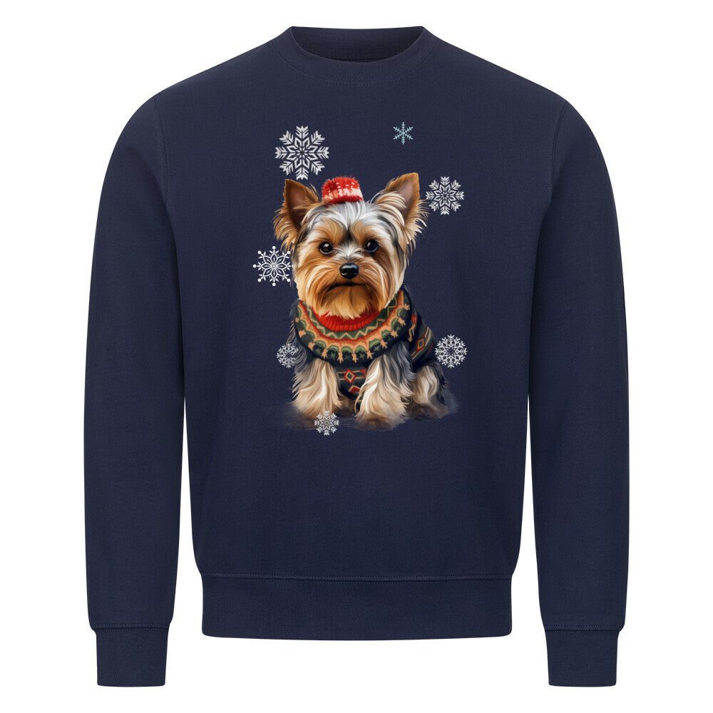 Premium Sweatshirt "Yorkshire Terrier Winter" Navy Blue – hunde-shirt.de