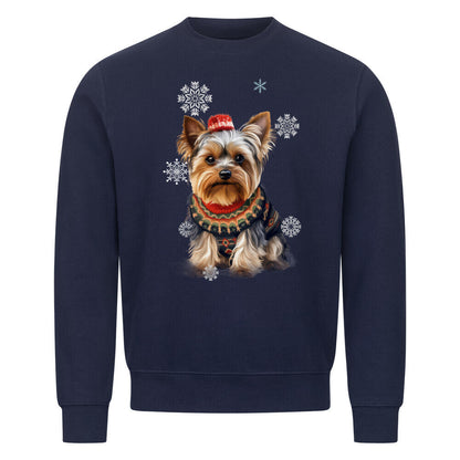 Premium Sweatshirt "Yorkshire Terrier Winter" Navy Blue – hunde-shirt.de