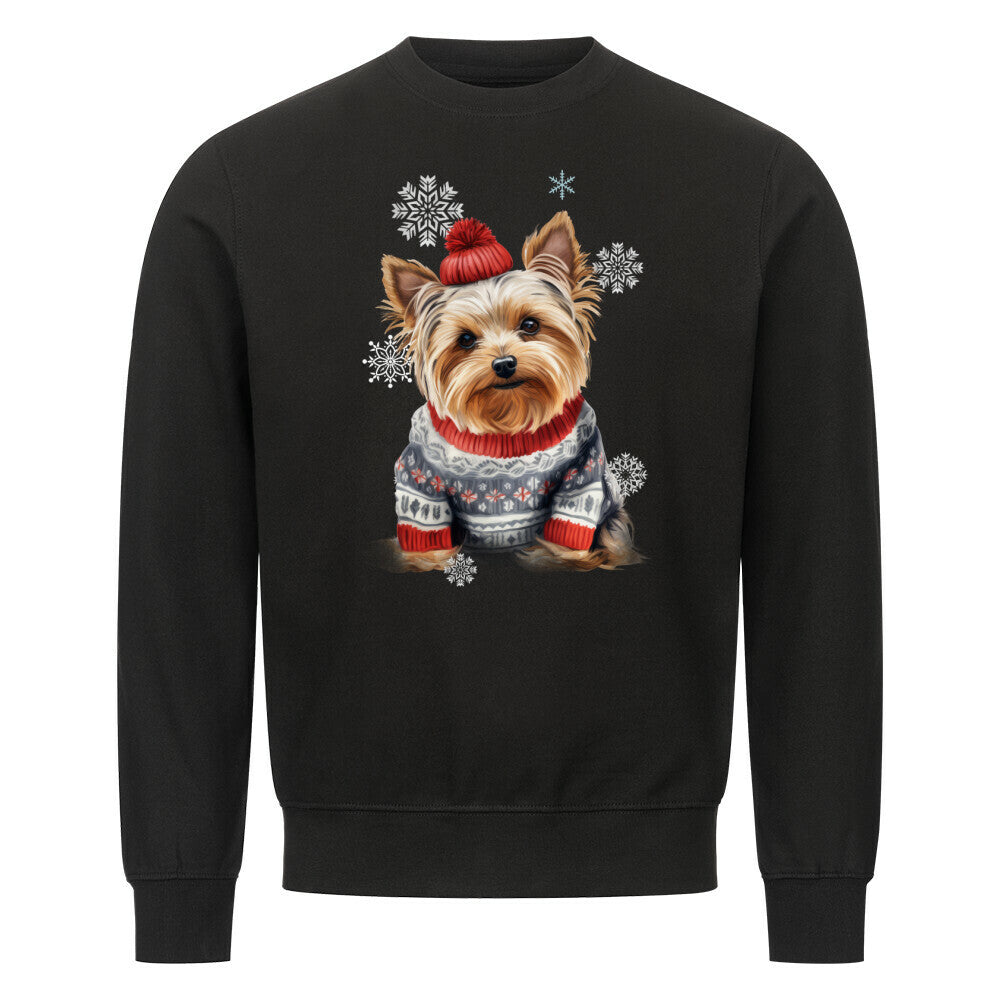 Premium Sweatshirt "Yorkie WINTER" Schwarz – hunde-shirt.de
