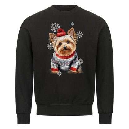 Premium Sweatshirt "Yorkie WINTER" Schwarz – hunde-shirt.de