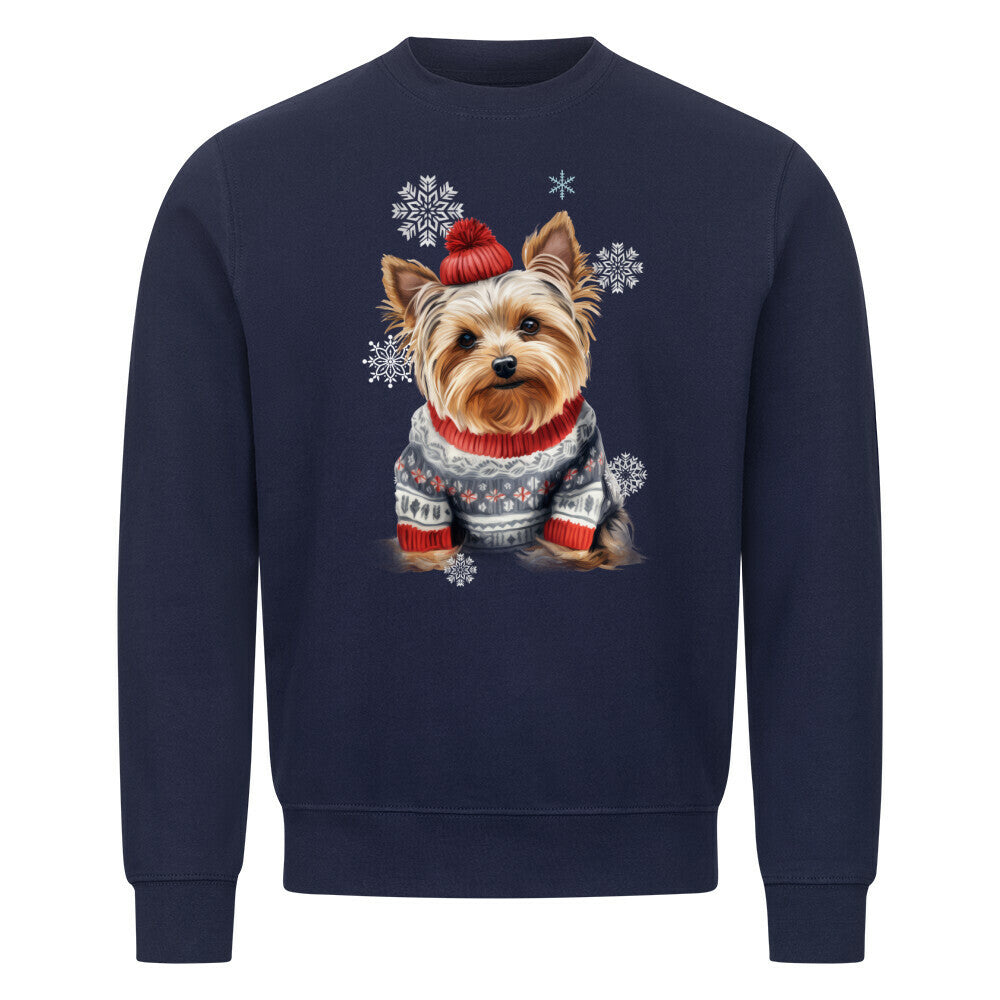 Premium Sweatshirt "Yorkie WINTER" Navy Blue – hunde-shirt.de