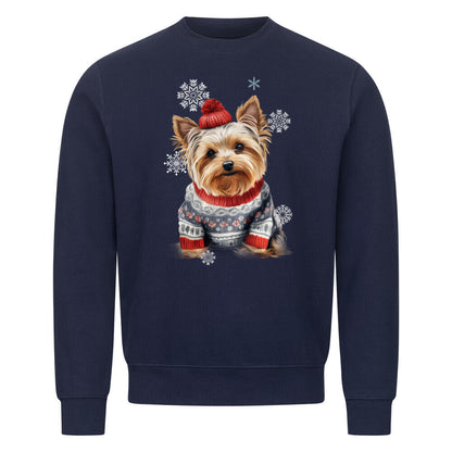 Premium Sweatshirt "Yorkie WINTER" Navy Blue – hunde-shirt.de