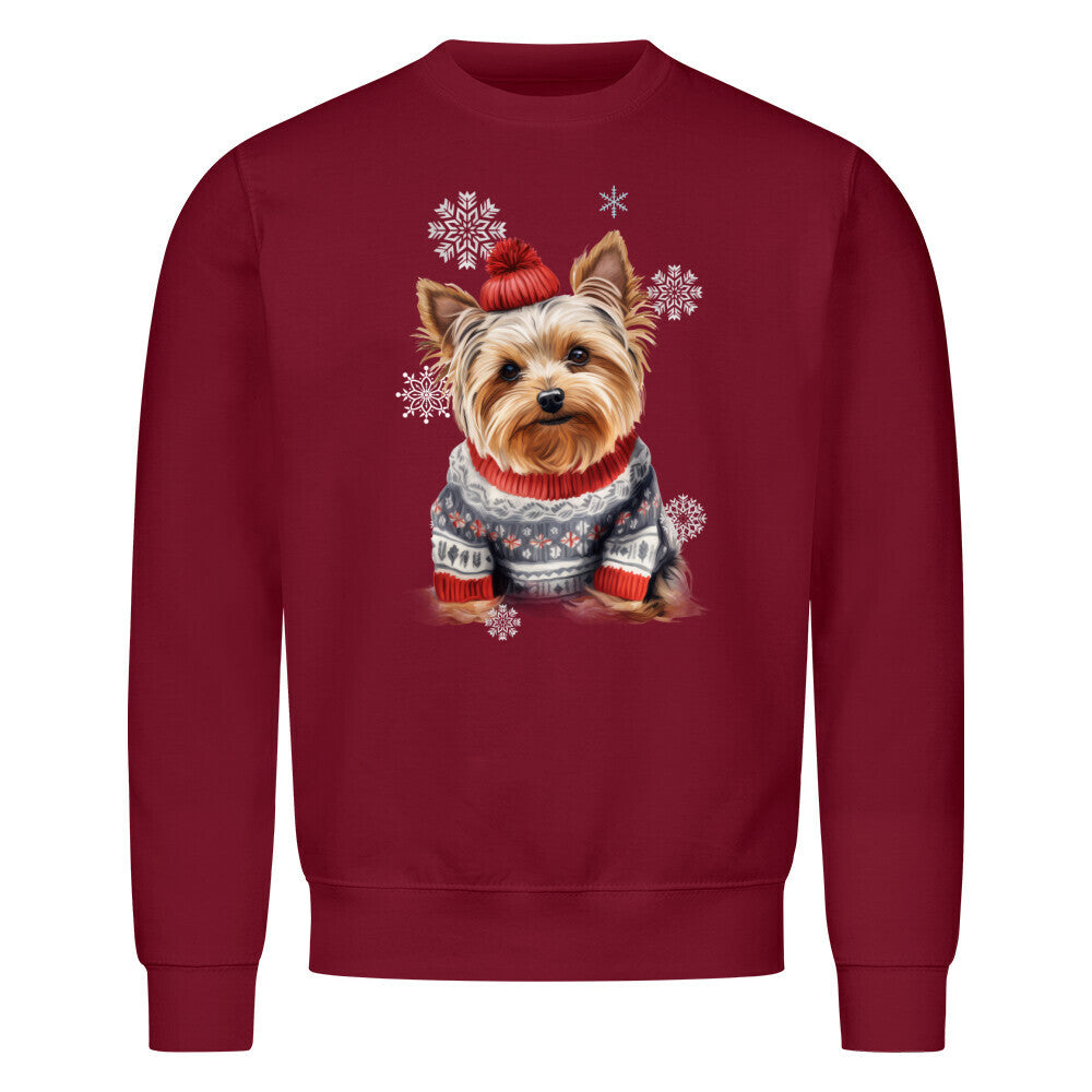Premium Sweatshirt "Yorkie WINTER" Burgunder – hunde-shirt.de