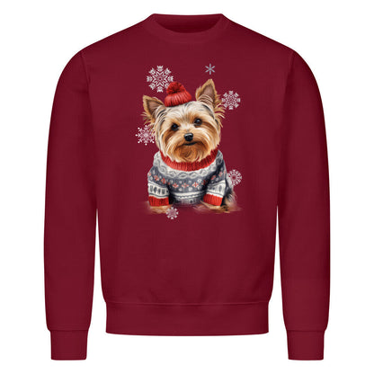 Premium Sweatshirt "Yorkie WINTER" Burgunder – hunde-shirt.de