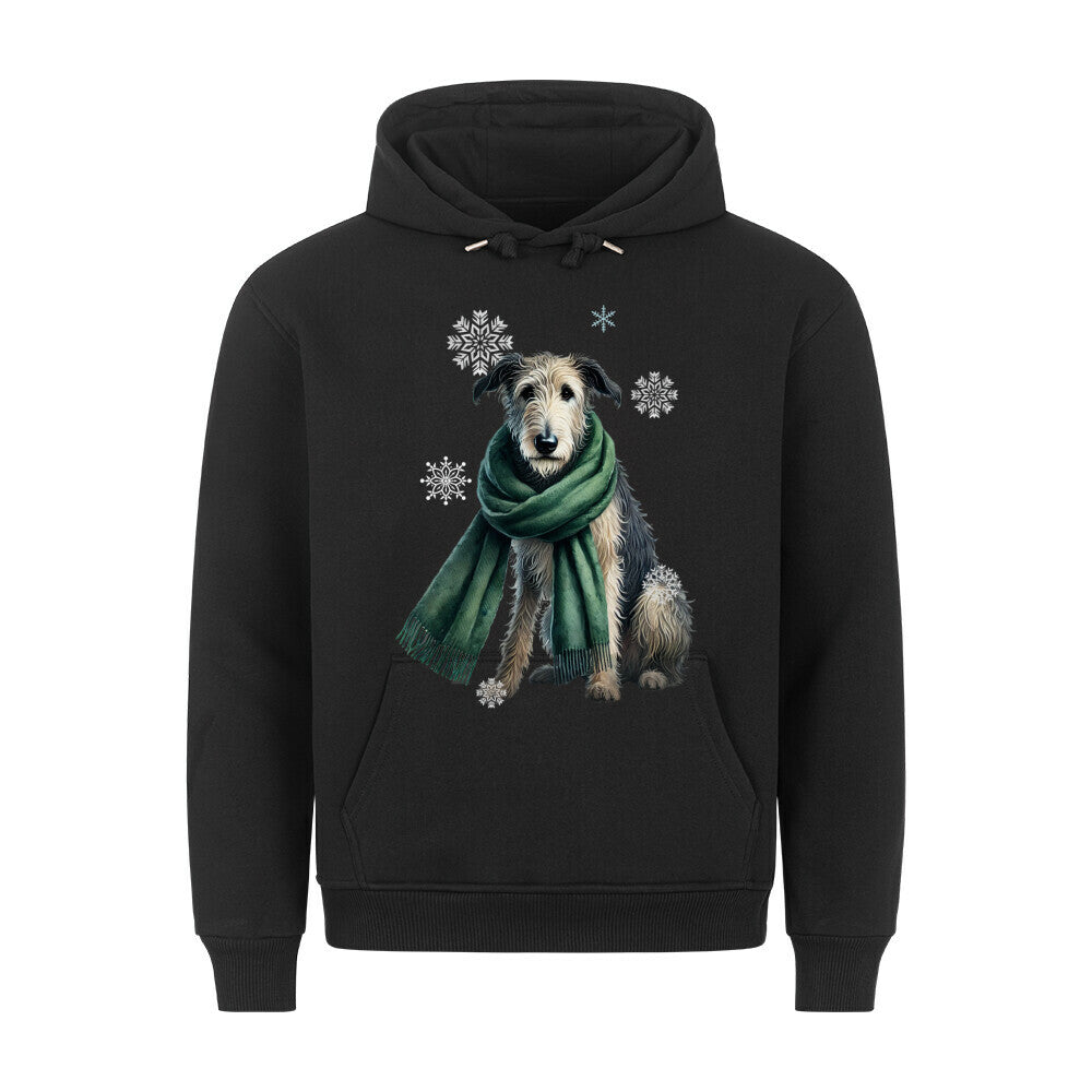Premium Hoodie "Irischer Wolfshund Winter" Schwarz – hunde-shirt.de