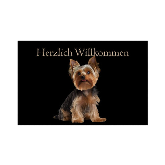 Fußmatte "Yorkie - Herzlich Willkommen" Weiß – hunde-shirt.de