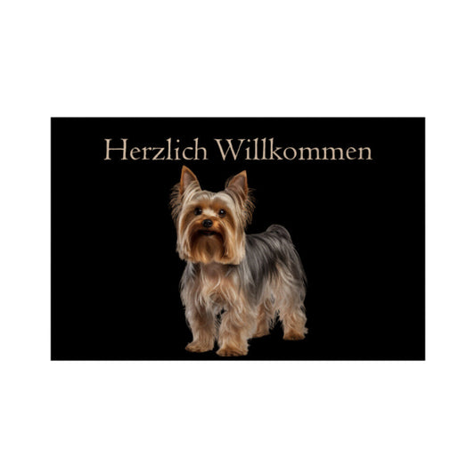 Fußmatte "Yorkie - Herzlich Willkommen 2" Weiß – hunde-shirt.de