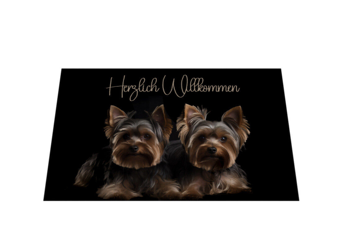 Fußmatte "Yorkie - Herzlich Willkommen Twins" – hunde-shirt.de