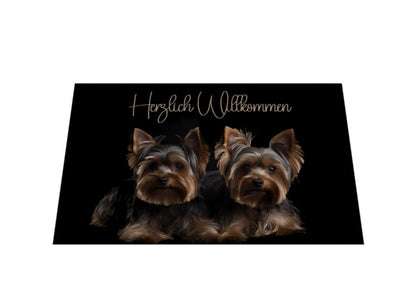 Fußmatte "Yorkie - Herzlich Willkommen Twins" – hunde-shirt.de