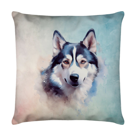 Kissen "Alaskan Malamute Portrait" Weiß – hunde-shirt.de