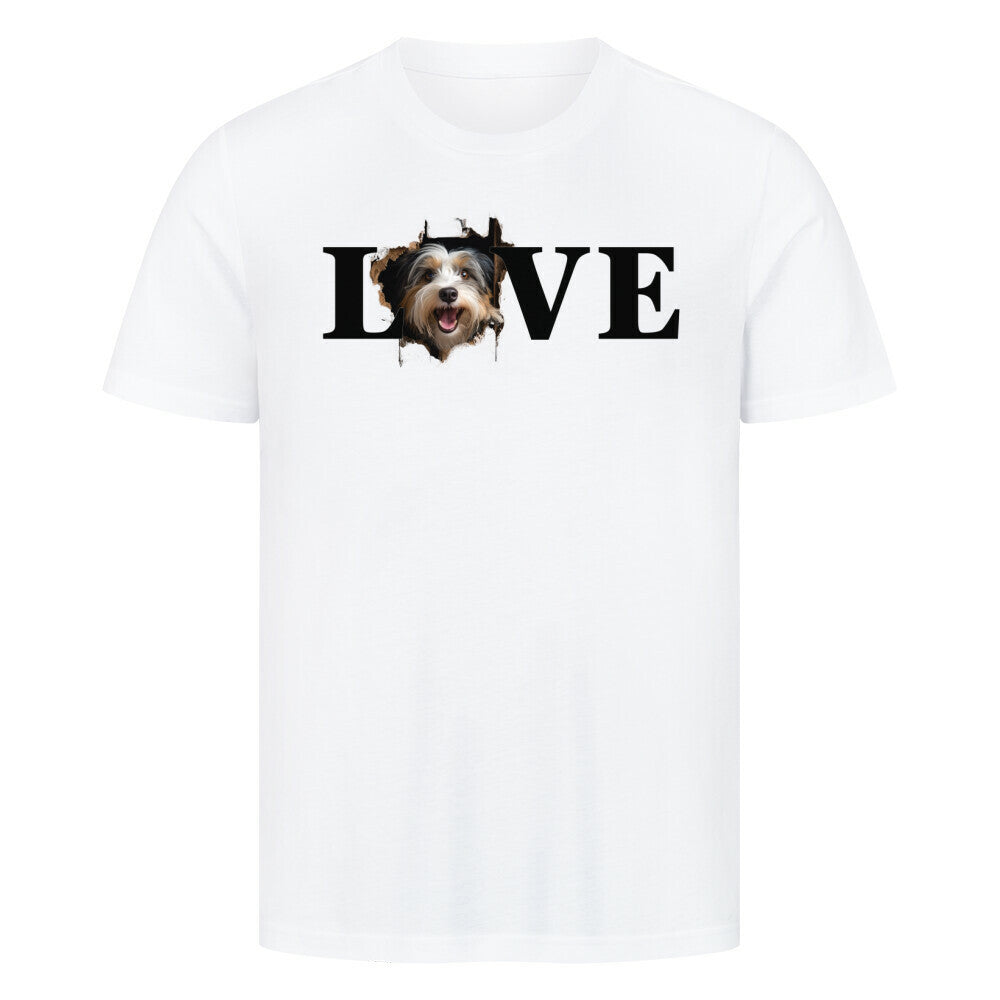 Premium T-Shirt "Bearded Collie LOVE" Weiß – hunde-shirt.de