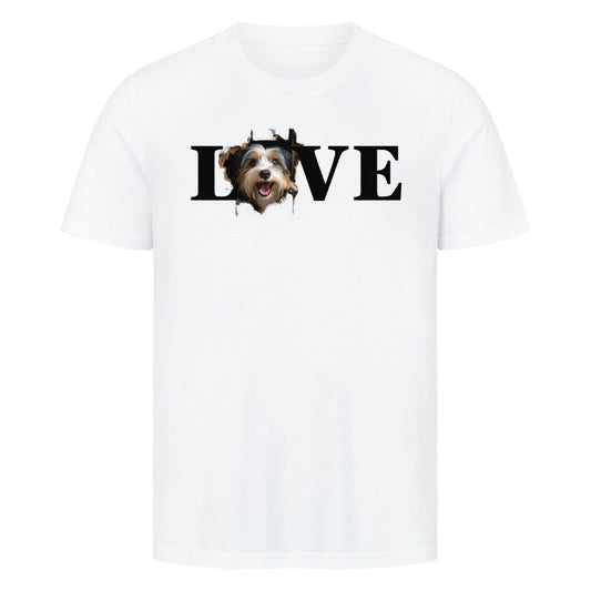 Premium T-Shirt "Bearded Collie LOVE" Weiß – hunde-shirt.de