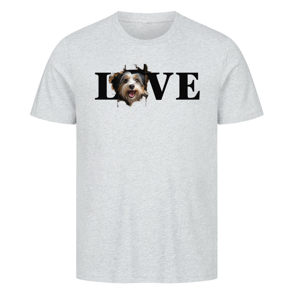 Premium T-Shirt "Bearded Collie LOVE" Heather Grey – hunde-shirt.de