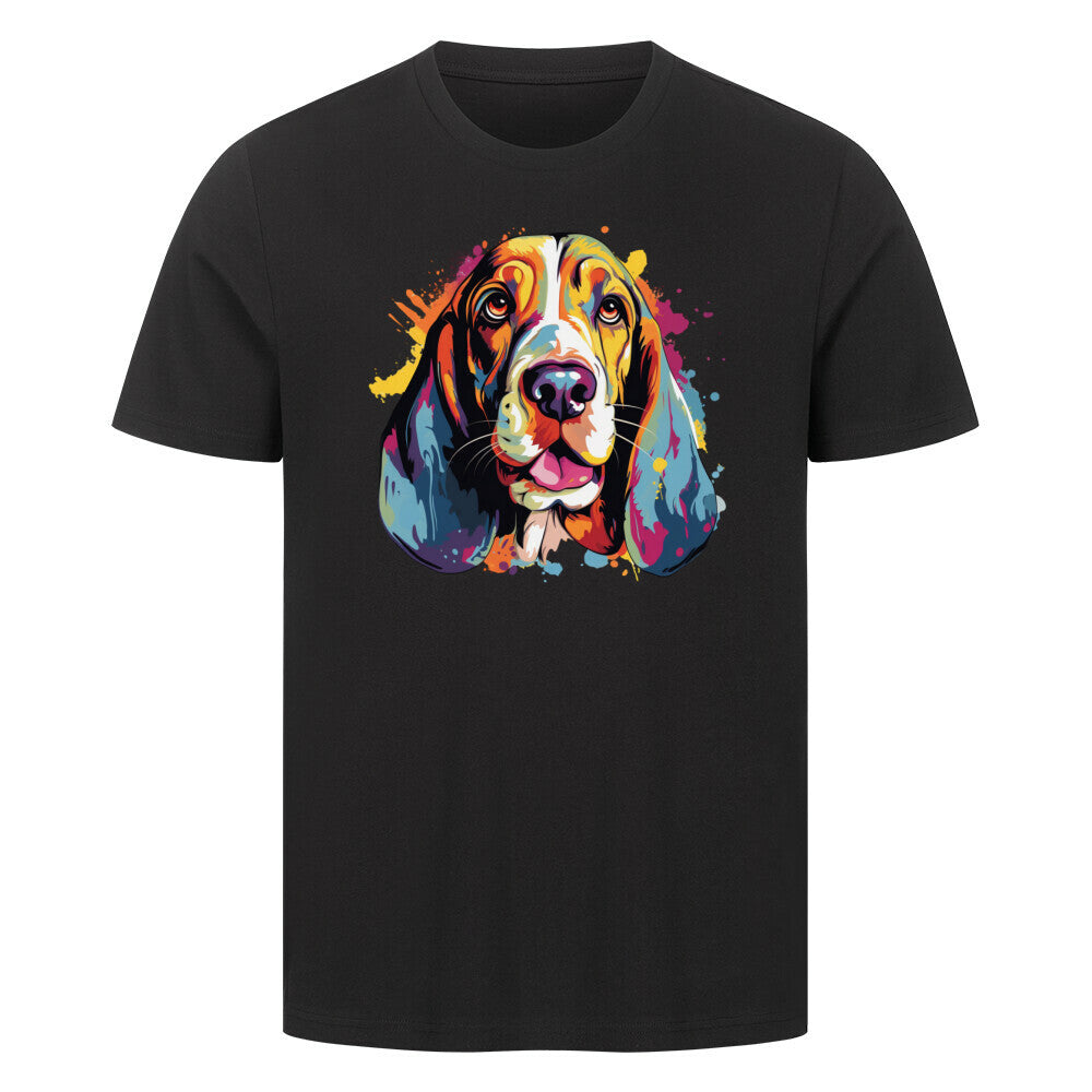 Premium T-Shirt "Basset Paint" Schwarz – hunde-shirt.de