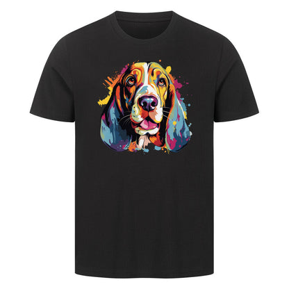 Premium T-Shirt "Basset Paint" Schwarz – hunde-shirt.de