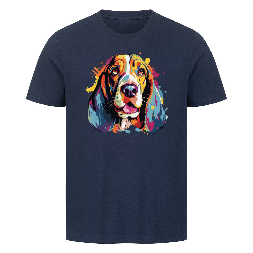 Premium T-Shirt "Basset Paint" French Navy – hunde-shirt.de
