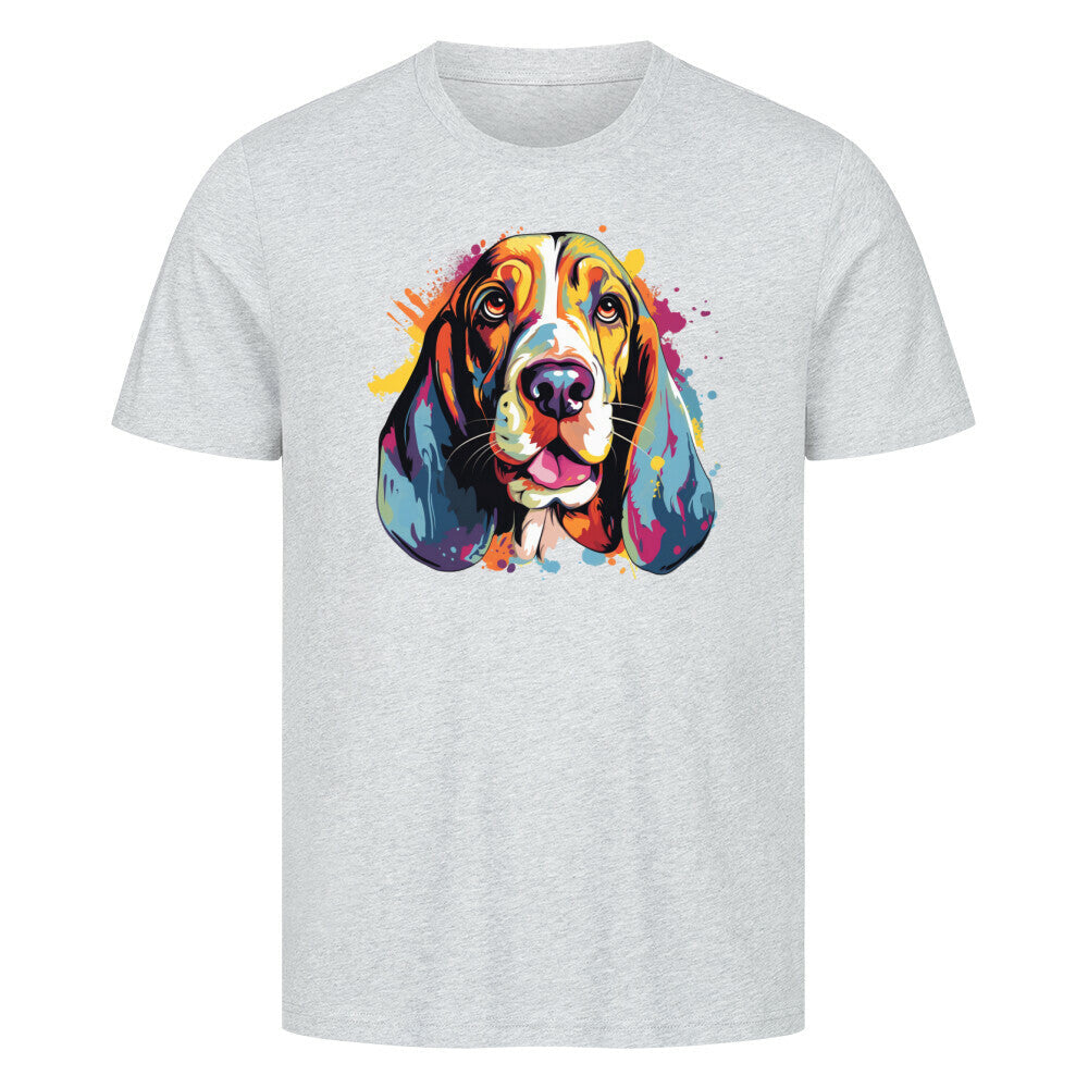 Premium T-Shirt "Basset Paint" Heather Grey – hunde-shirt.de