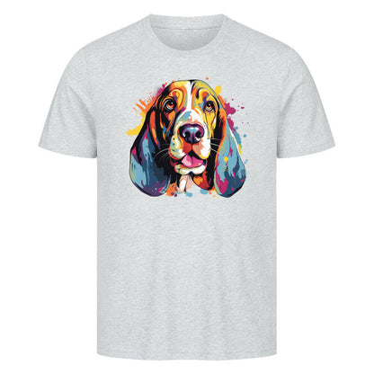 Premium T-Shirt "Basset Paint" Heather Grey – hunde-shirt.de